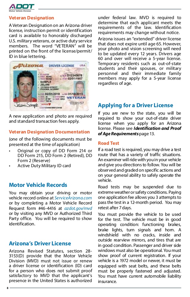 arizona driver license design